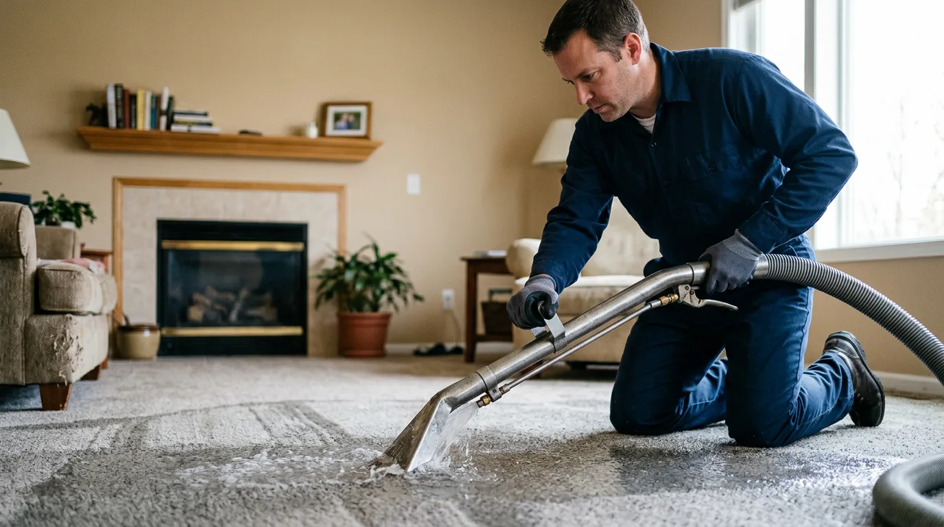 Water damage restoration technician working near Bethlehem, GA